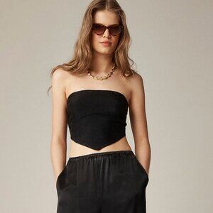 NWT J. Crew Tie-back tube top in textured satin black XS